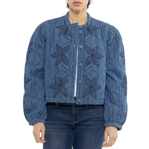 NEW Free People Quinn Quilted Jacket IN Indigo Combo 1125 6s3 - Picture 7 of 8